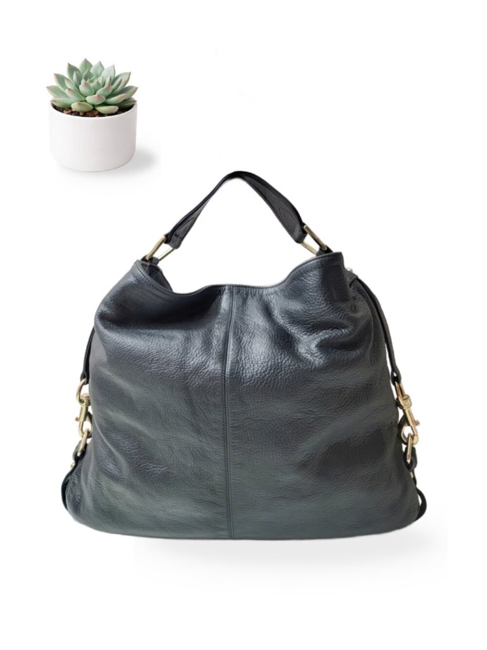 Rebecca Minkoff Nikki Hobo Black Pebbled Leather Gold Hardware Shoulder Bag Soft